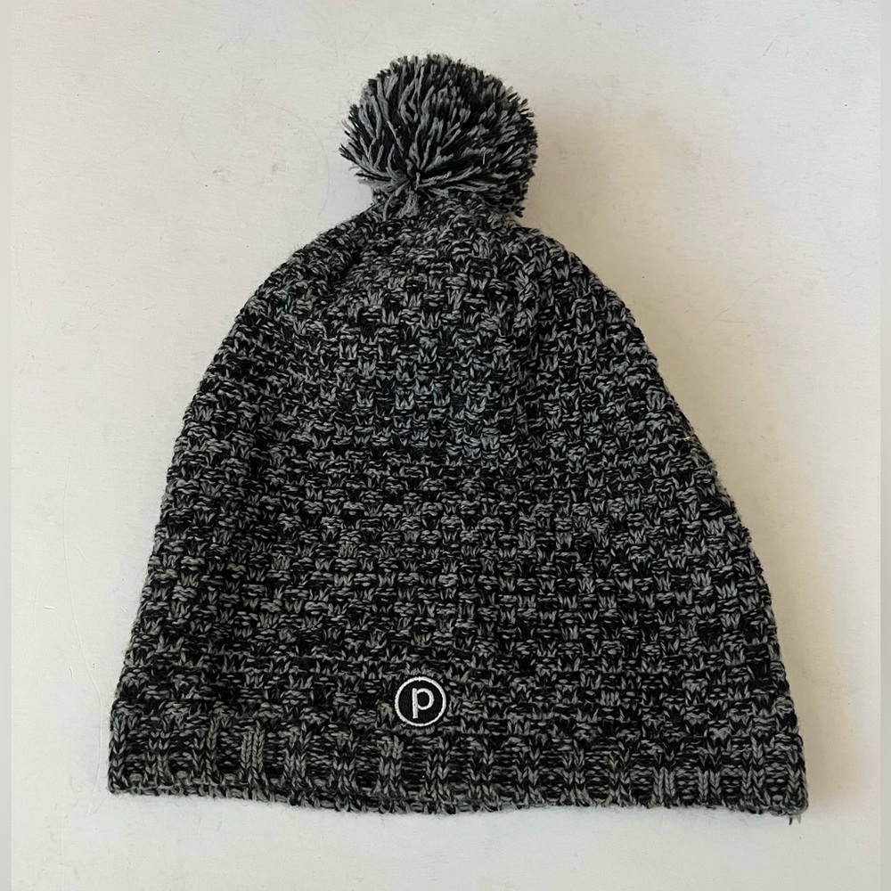 Pure Barre Black & Heather Gray Winter Pom Pom Hat Women's One Size